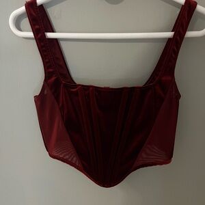 Forever 21 Burgundy Velvet Corset Crop Top
